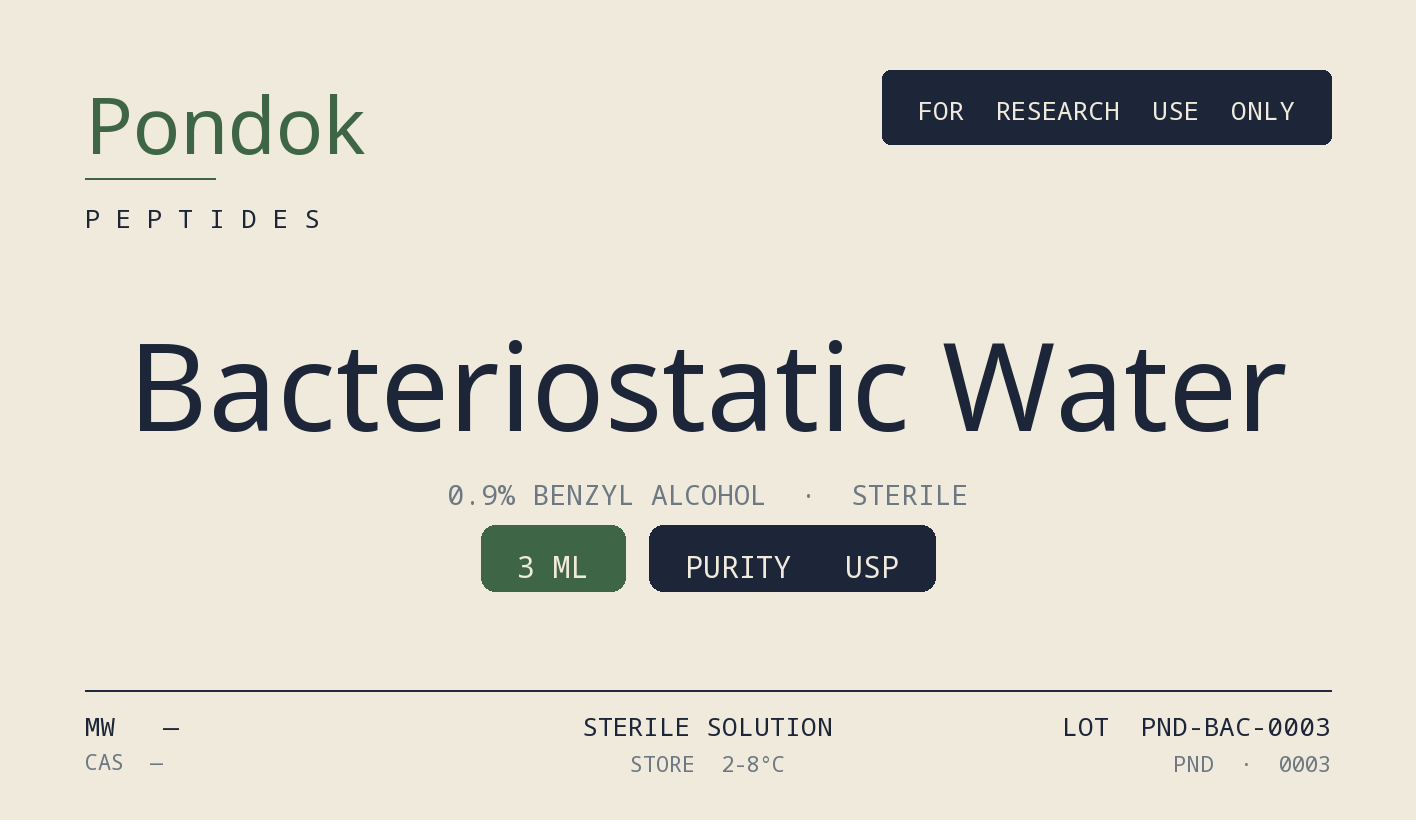 Bacteriostatic Water - Pondok Peptides label